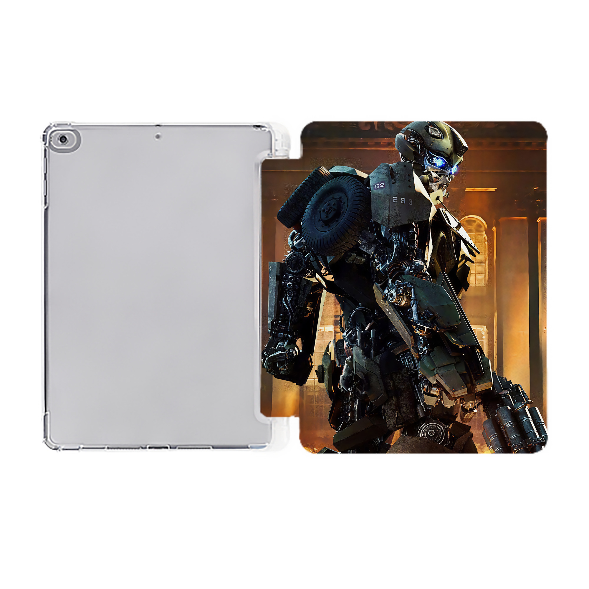 （画像用） Transformers トランスフォーマー IPad ケース ペン収納付き 三つ折りスタンド PUレザー×シリコン 対応機種9.5/10.5/10.9インチ